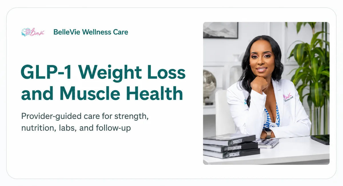 Dr. Andrelle Franck discussing GLP-1 weight loss, strength, and metabolic wellness at BelleVie Wellness Care